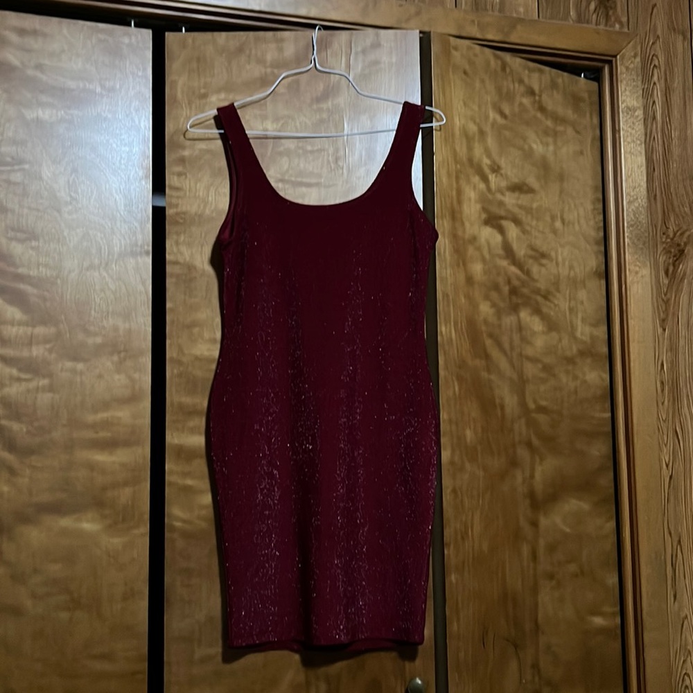 Red glitter bodycon dress